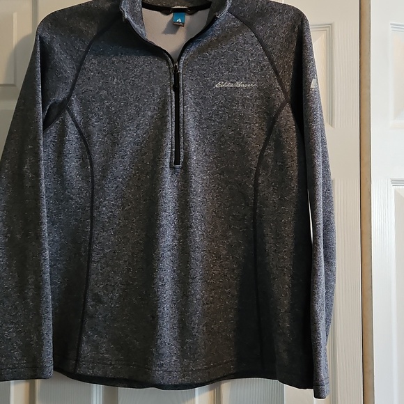 Eddie Bauer Tops - Eddie Bauer Gray/Navy Quarter-Zip Pullover